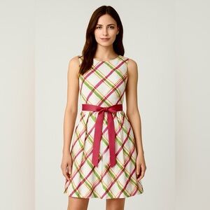 Jessica Howard Multicolor Plaid Sun Dress with Belt